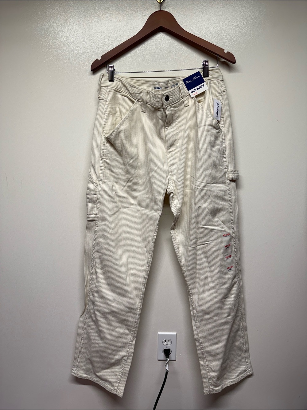 Old Navy Men's Cream Corduroy Carpenter Pants